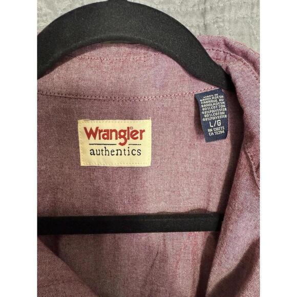 Wrangler Shirt Men Large L Short Sleeve Button Front Oxford NWT Cranberry Red - Picture 4 of 9